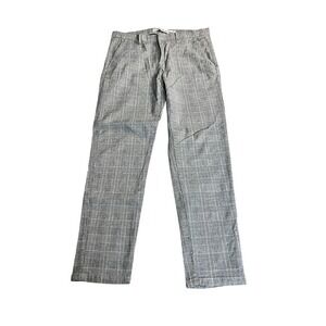 Denim&Co Men's Stretch Slim Plaid Dress‎ Pants W32 L30 Gray Black White